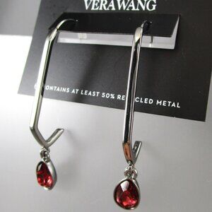 VERA WANG Rocker Chic Gunmetal Garnet Red Crystal Drop Earrings**NEW!